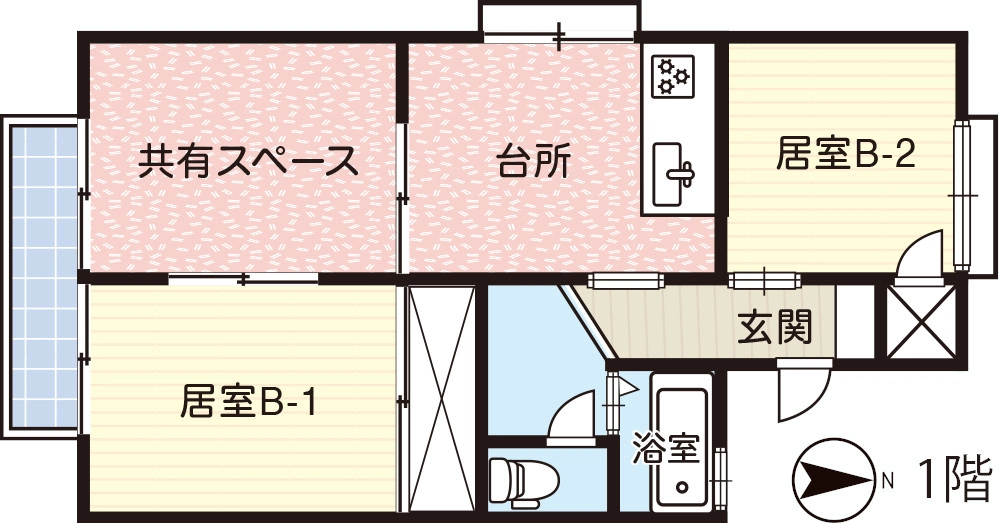 あさひB棟：間取り図